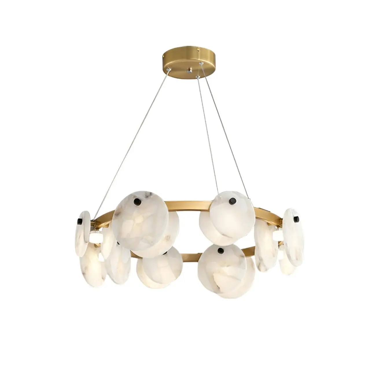 Contemporary Alabaster Ring Chandelier With Brass Finish Image - 20 | homeyfad