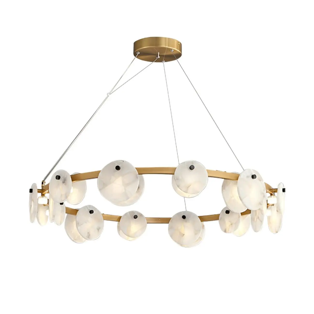 Contemporary Alabaster Ring Chandelier With Brass Finish Image - 24 | homeyfad