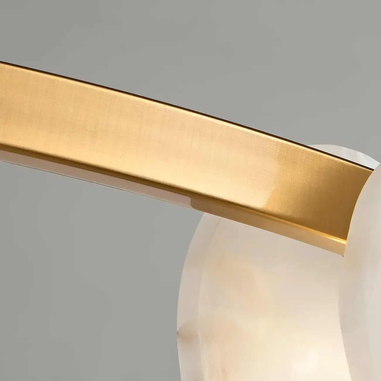 Contemporary Alabaster Ring Chandelier With Brass Finish Image - 13