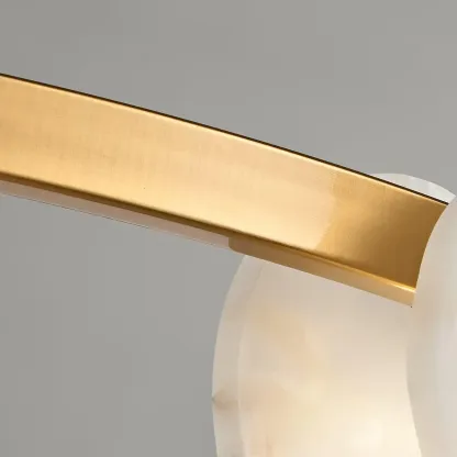 Contemporary Alabaster Ring Chandelier With Brass Finish Image - 13