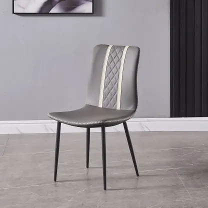 Modern Gray PU Leather Armless Dining Chairs Set of 2  Image - 3