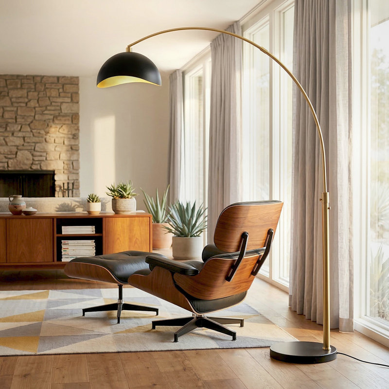 Luna Bella 92" H Dimmable Arc Floor Lamp, Black/Gold