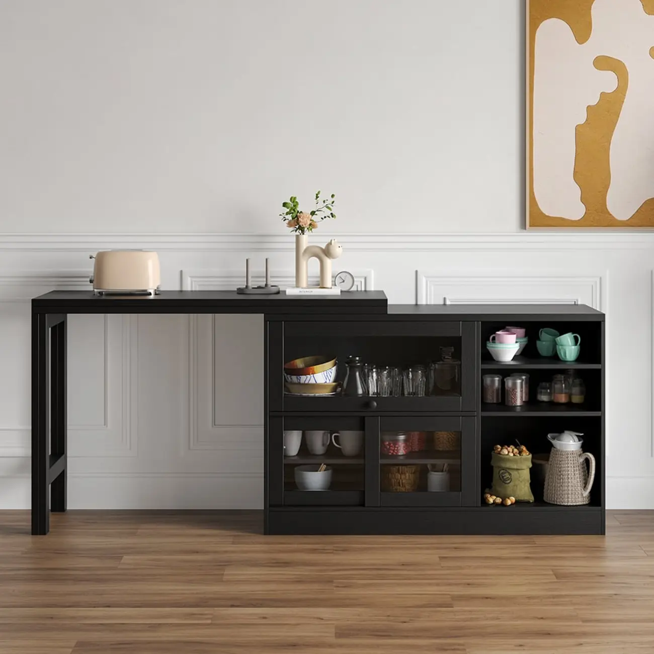 Farmhouse Extendable Black MDF Sideboard Image - 1 | homeyfad