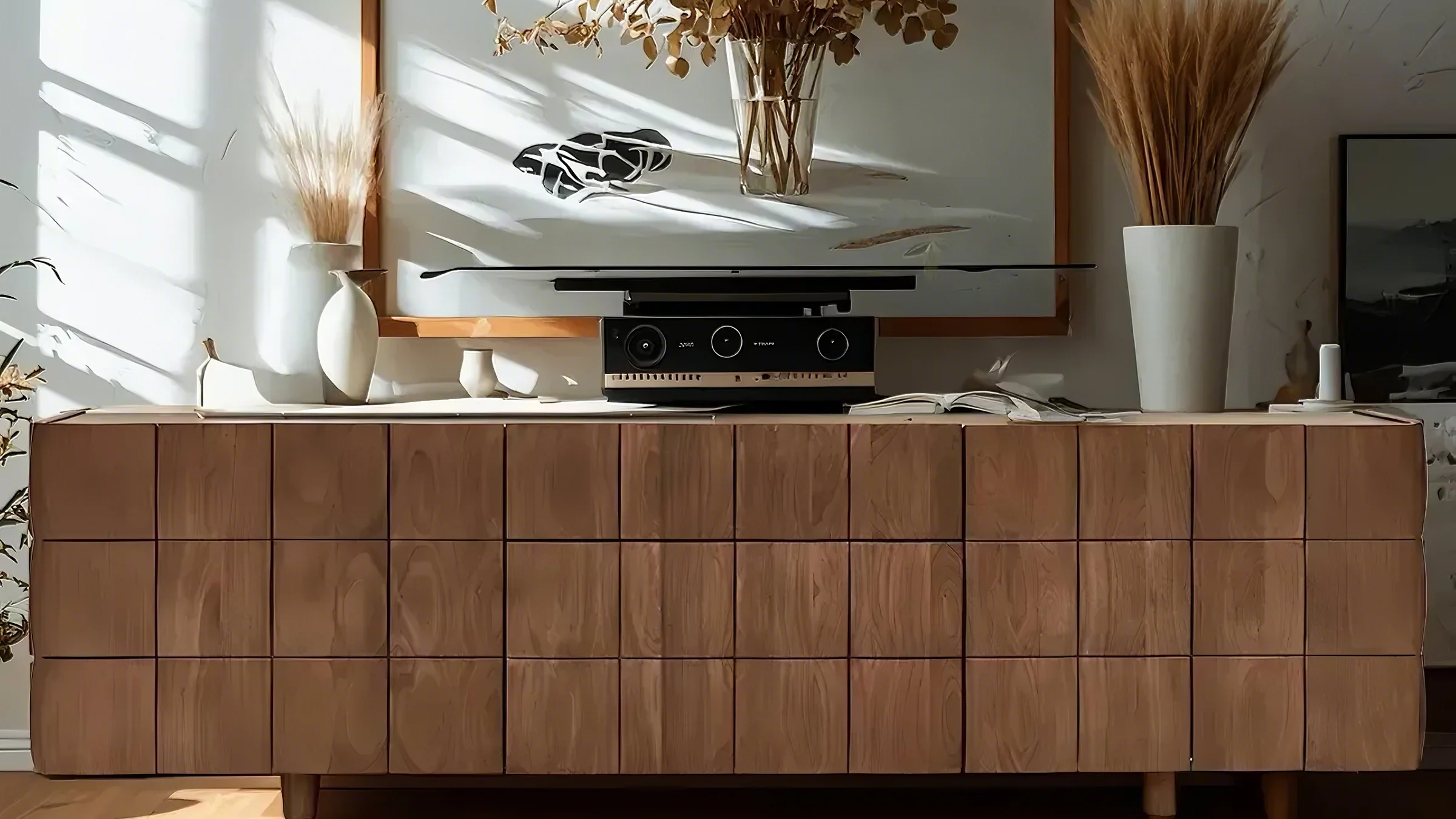 well-made walnut TV stand