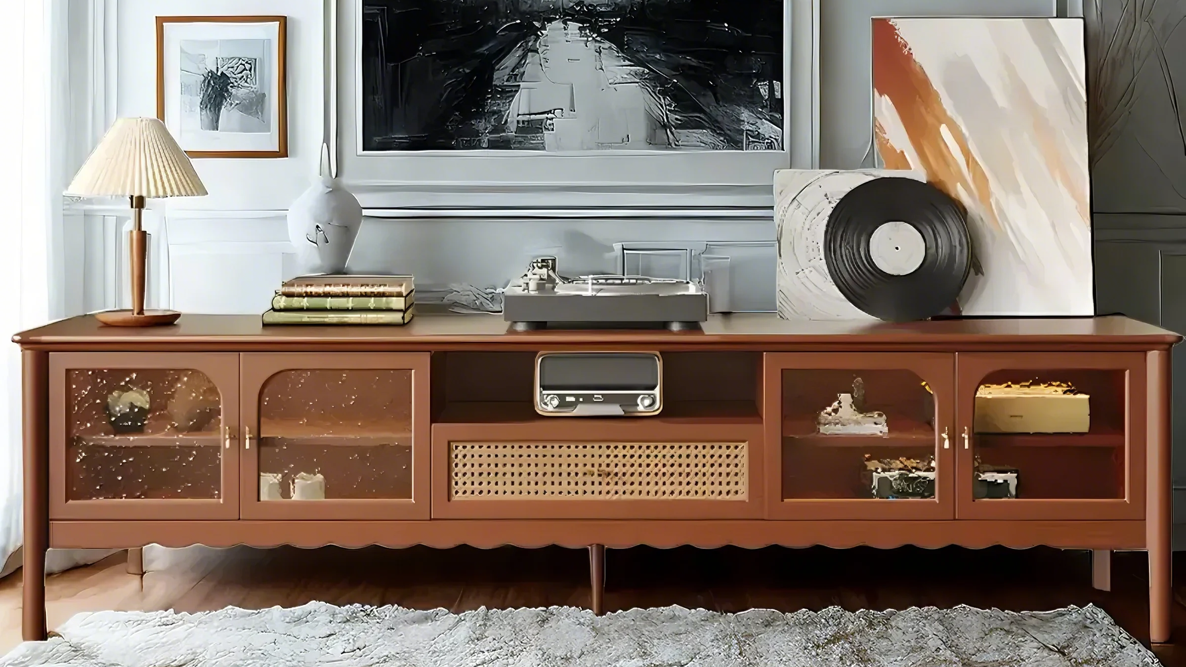 cherry wood TV stand