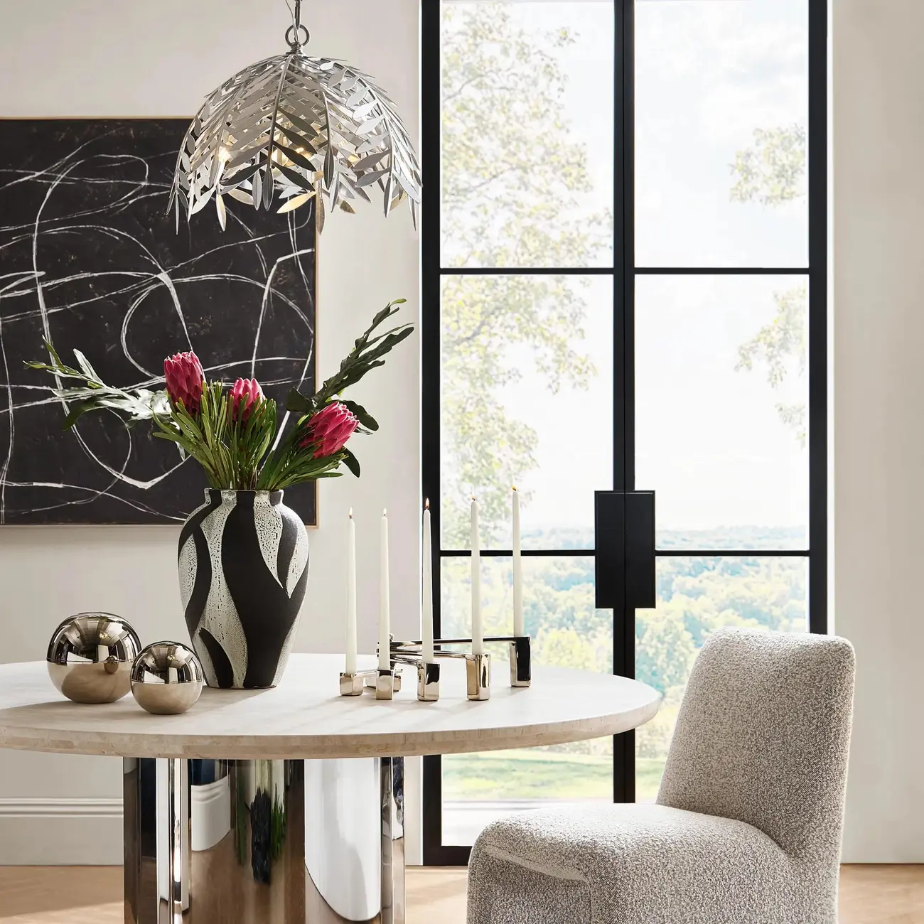 Modern Metal Silver Leaf Shape Pendant Light Image - 2 | homeyfad