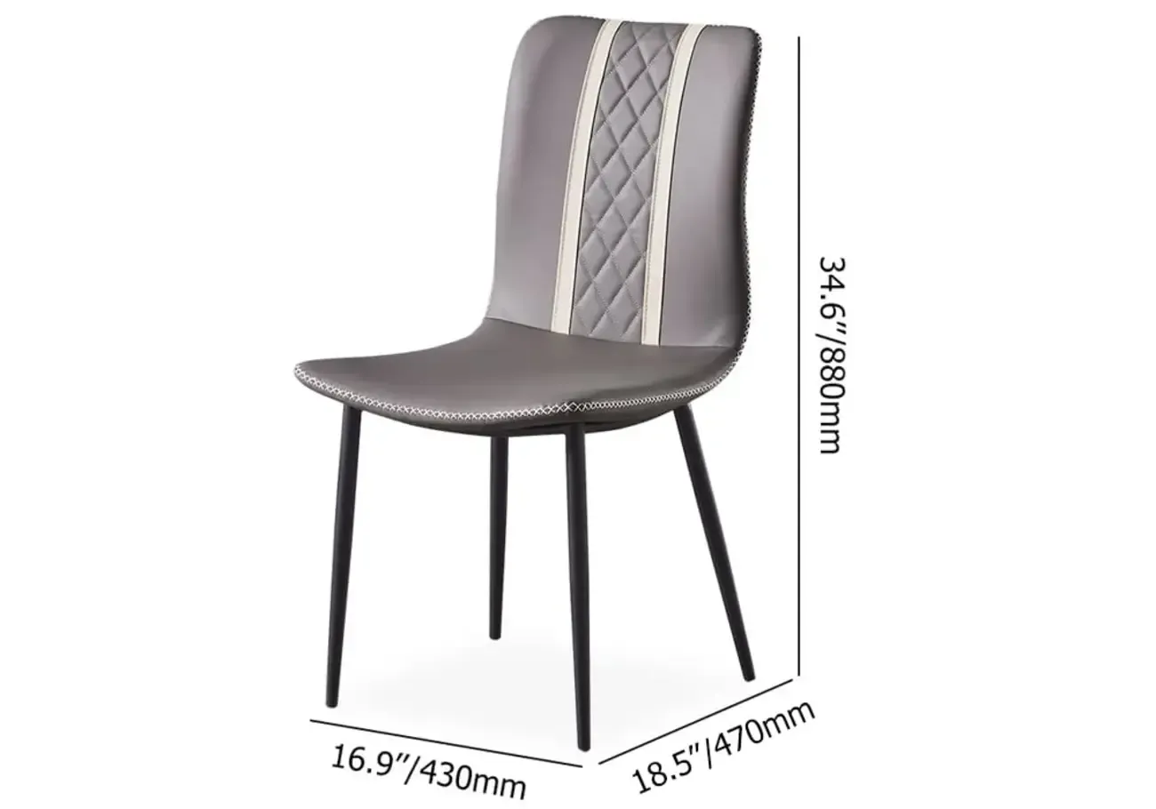 Modern Gray PU Leather Armless Dining Chairs Set of 2  #size