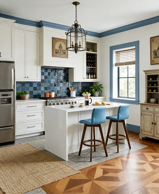 Mid-Century Modern Leather Bar Stool with Back