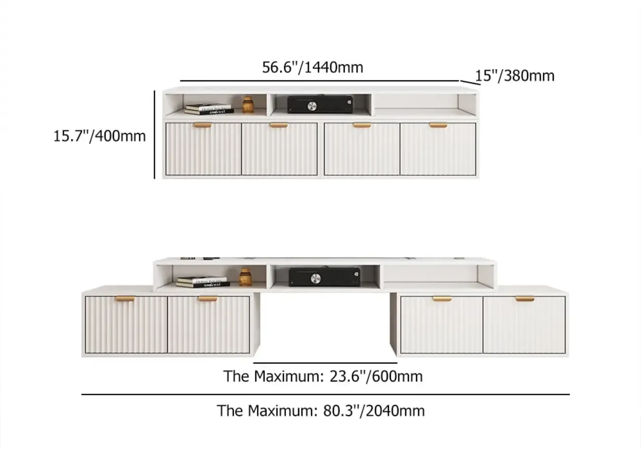 Modern White 2-Drawer Open Storage Corner TV Stand Image - 9