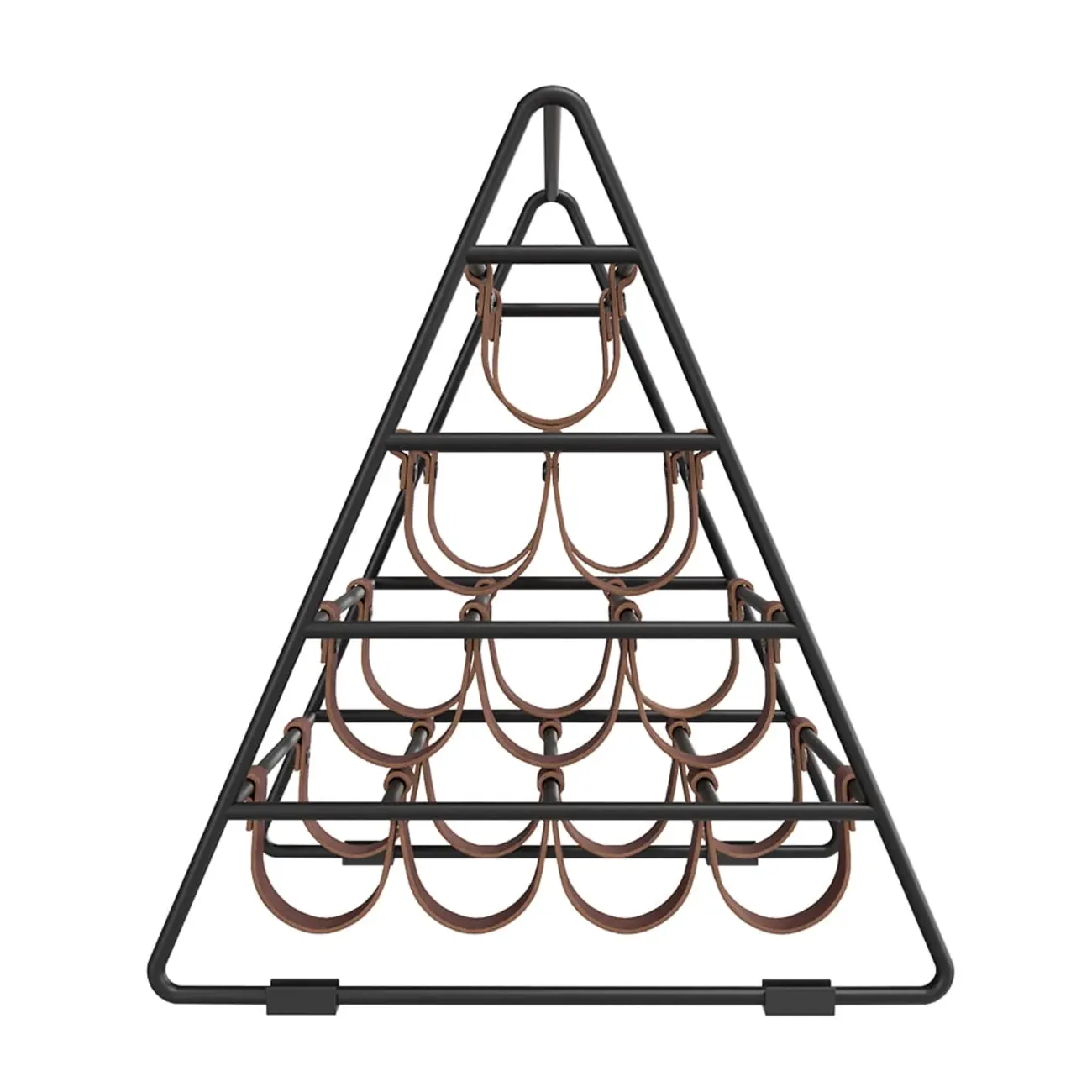 Industrial Black Metal Countertop Triangle 10 Bottles Wine Rack Holder Image - 5 | homeyfad