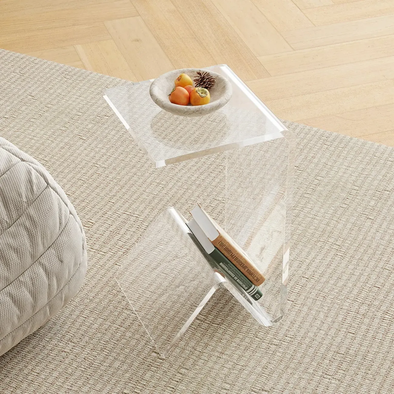 Abstract Acrylic C-shaped End Table in Black/Clear Image - 3