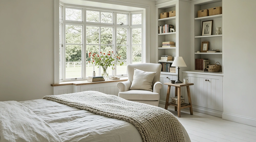 bedroom with Built-in Storage Wall