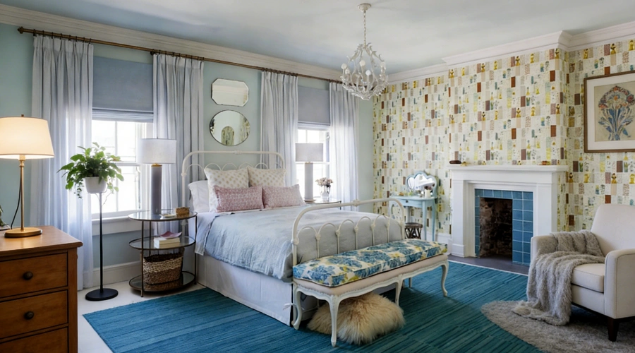 bedroom with a vintage piece