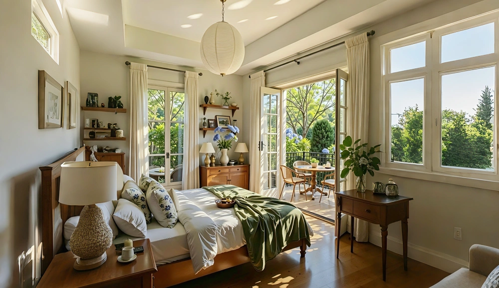 bedroom with a Small Balcony