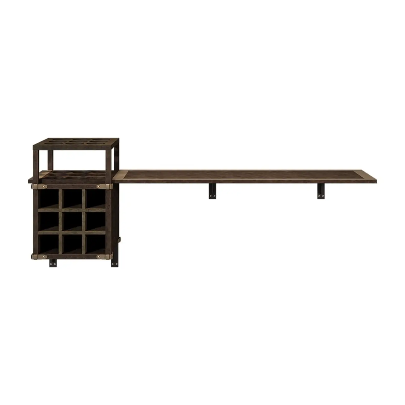 Industrial Wall Mounted Bar Counter with Wine Rack Image - 7 | homeyfad