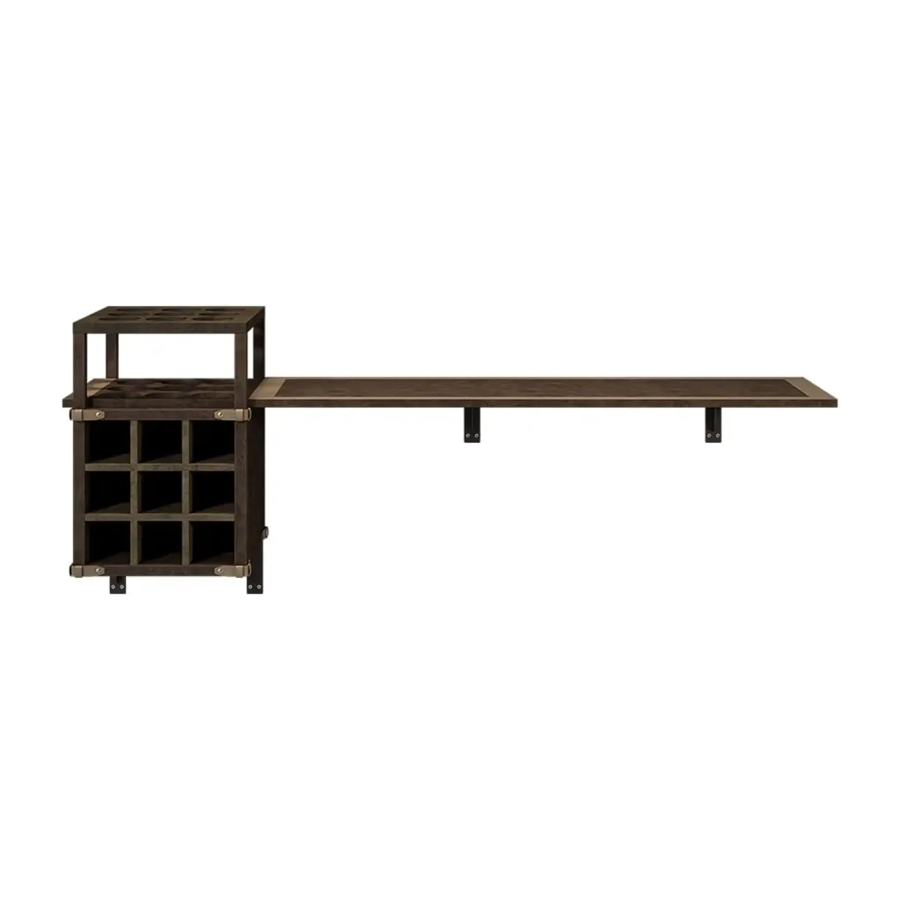 Industrial Wall Mounted Bar Counter with Wine Rack Image - 7
