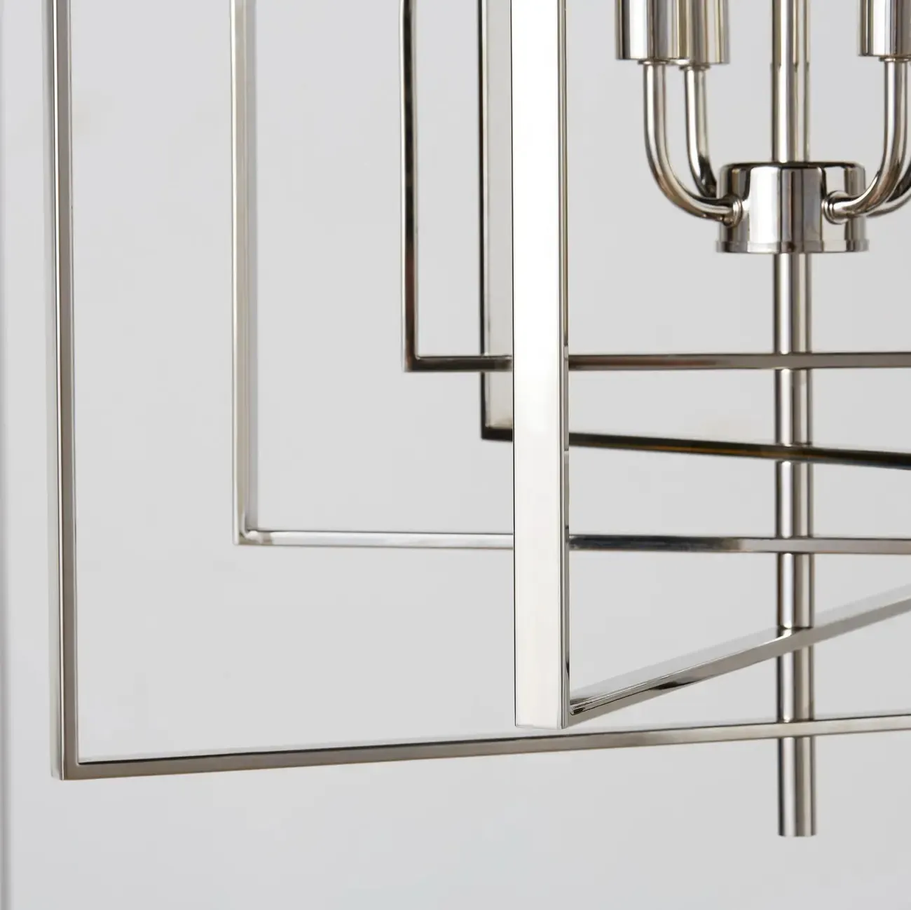 Modern Silver Rectangular Metal Cage Chandelier Image - 5