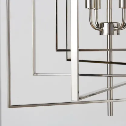 Modern Silver Rectangular Metal Cage Chandelier Image - 5