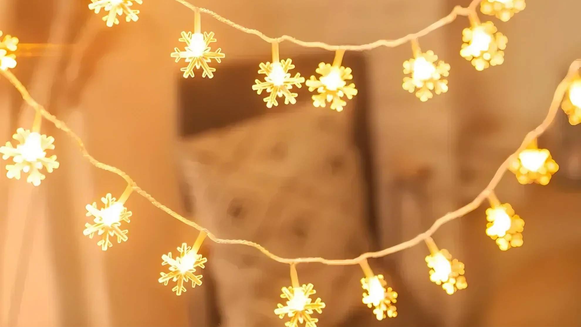 snowflake-shaped string lights
