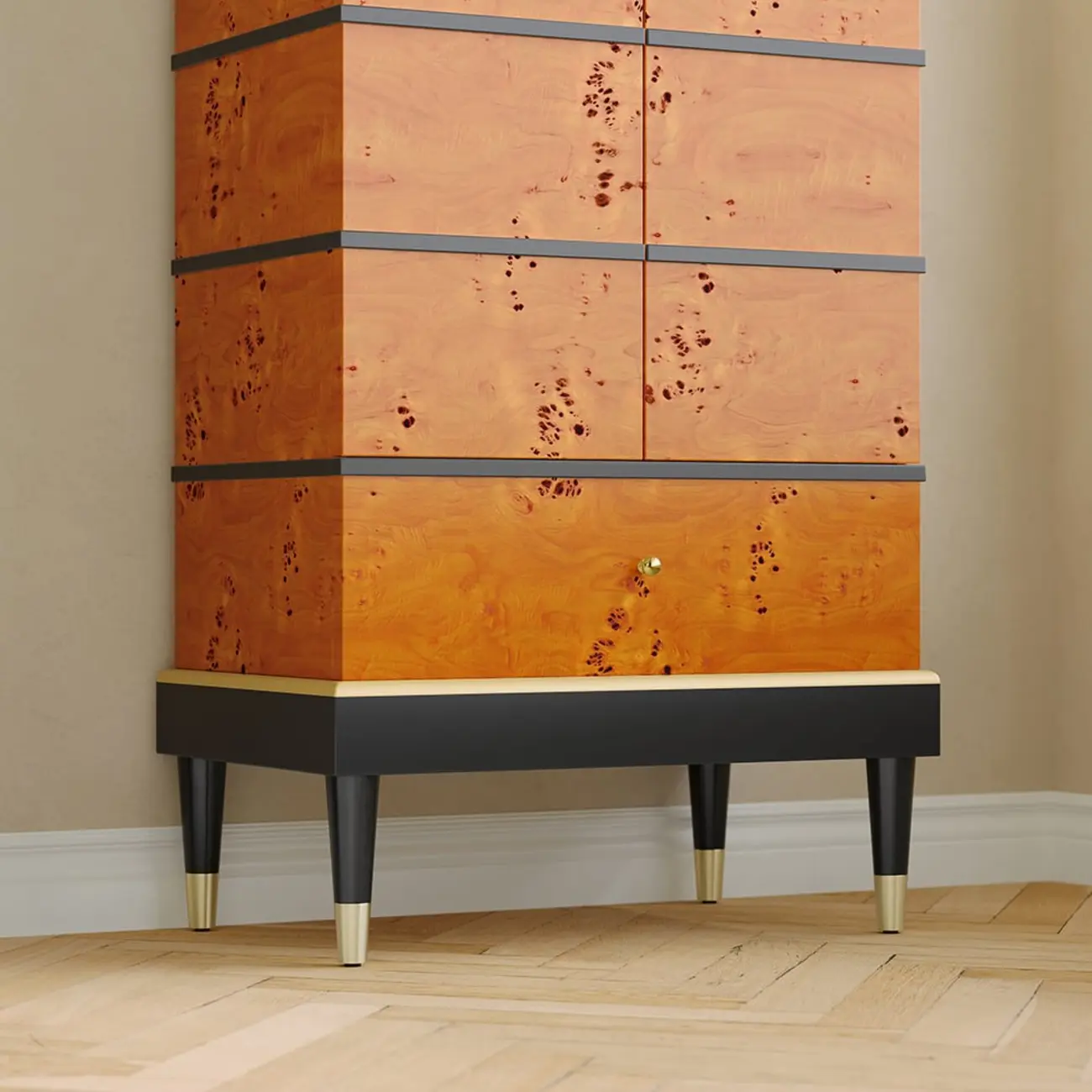 Rustic Burlwood Cabinet with Storage Drawers Shelves Image - 8 | homeyfad