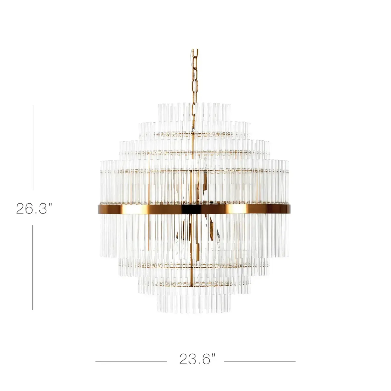 Modern Clear Glass Chandelier with Gold Finish #size