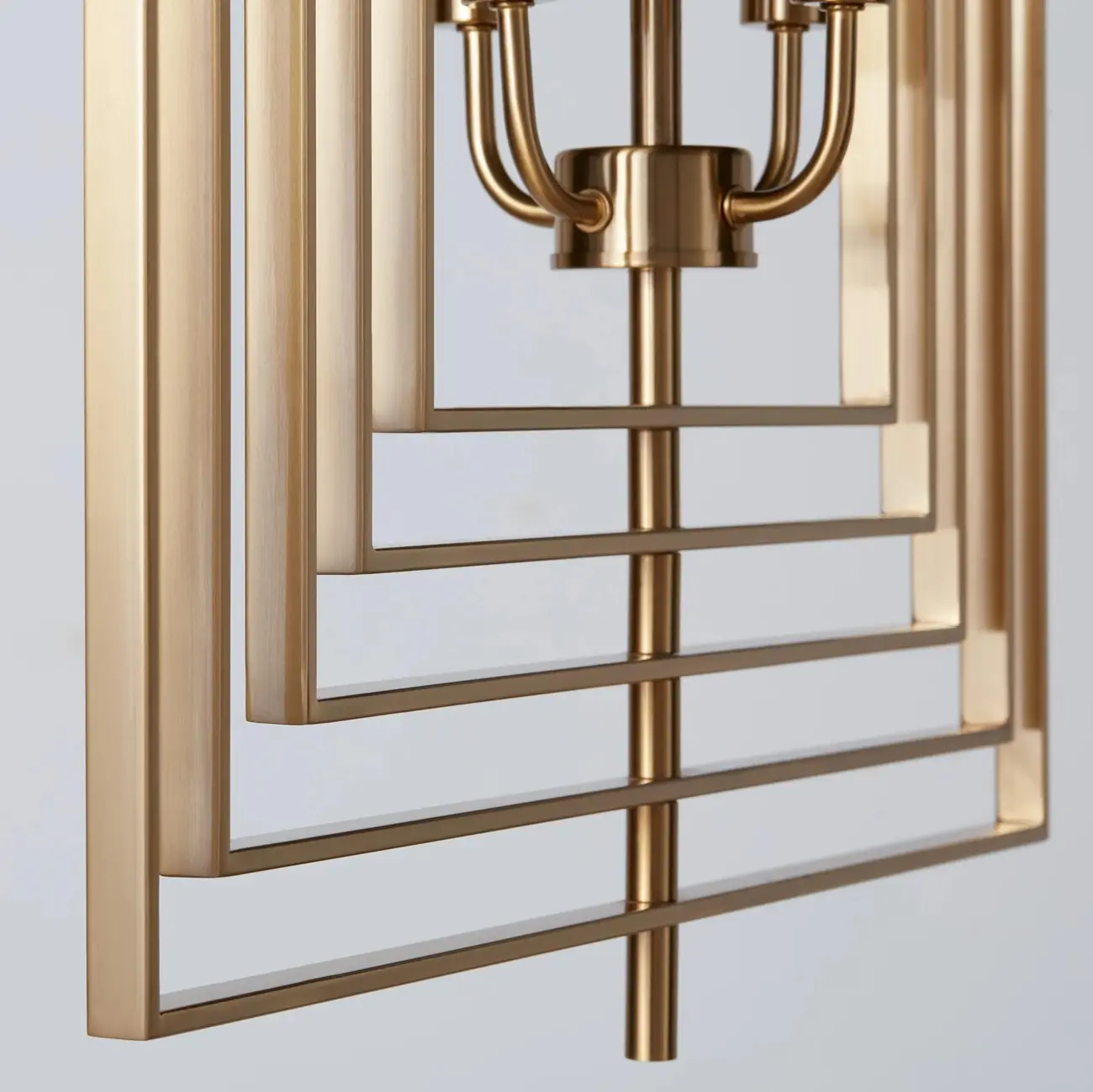 Modern Gold Rectangular Metal Cage Chandelier Image - 4 | homeyfad