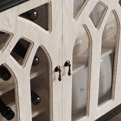 Traditional Black MDF Wine Rack Cabinet with Doors Image - 9