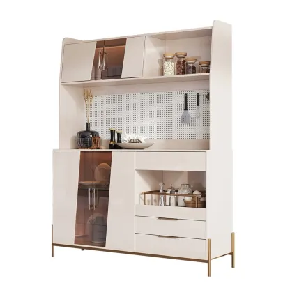 Luxury MDF Pegboard Back Gold Accents Storage Sideboard Image - 10