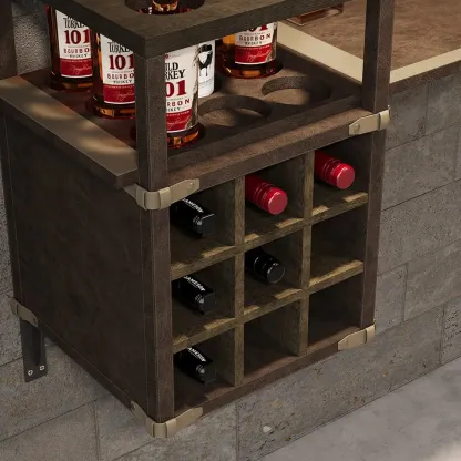 Industrial Wall Mounted Bar Counter with Wine Rack Image - 5