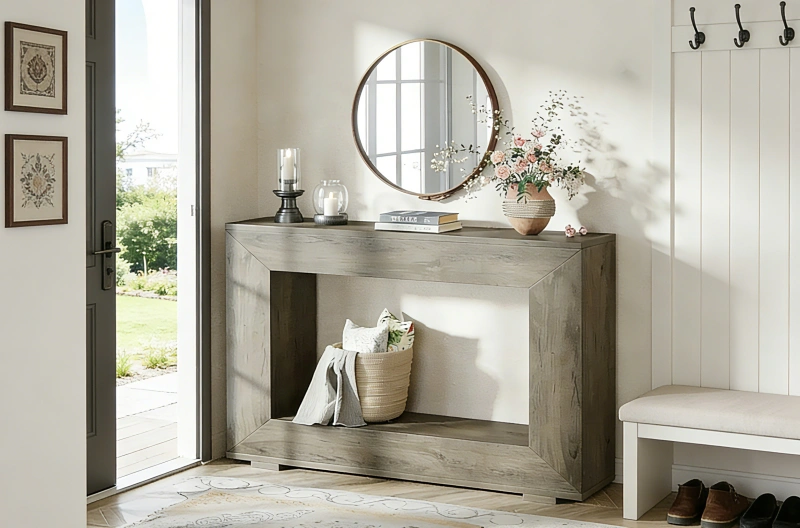 Vintage Grey Console Table Homeyfad