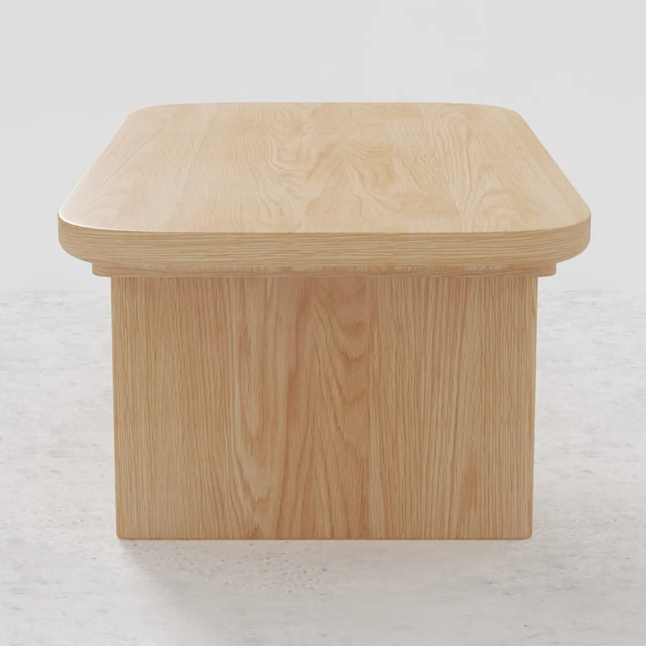 Japandi Rectangle Solid Wood Coffee Table in Natural Finish Image - 9 | homeyfad