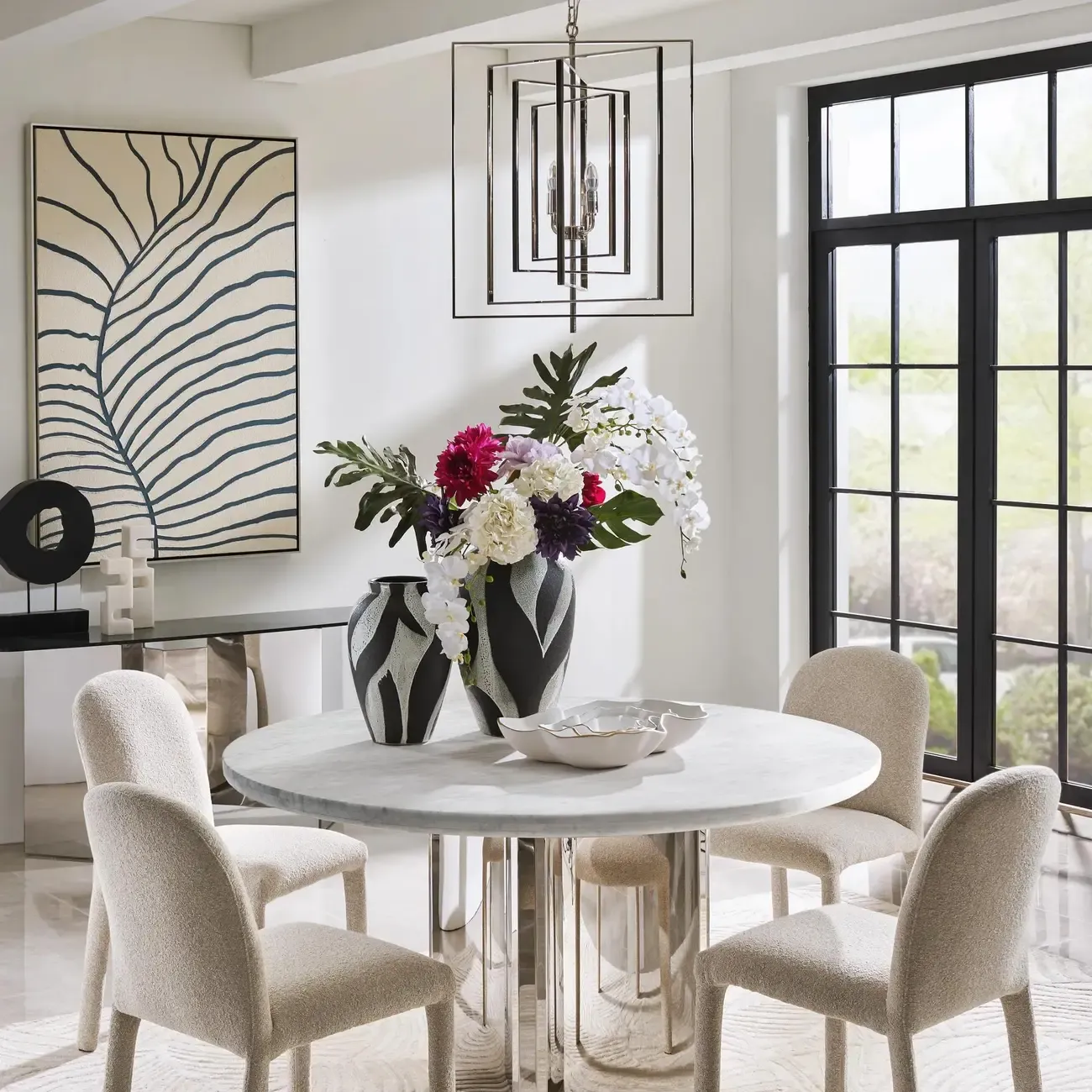 Modern Silver Rectangular Metal Cage Chandelier Image - 2