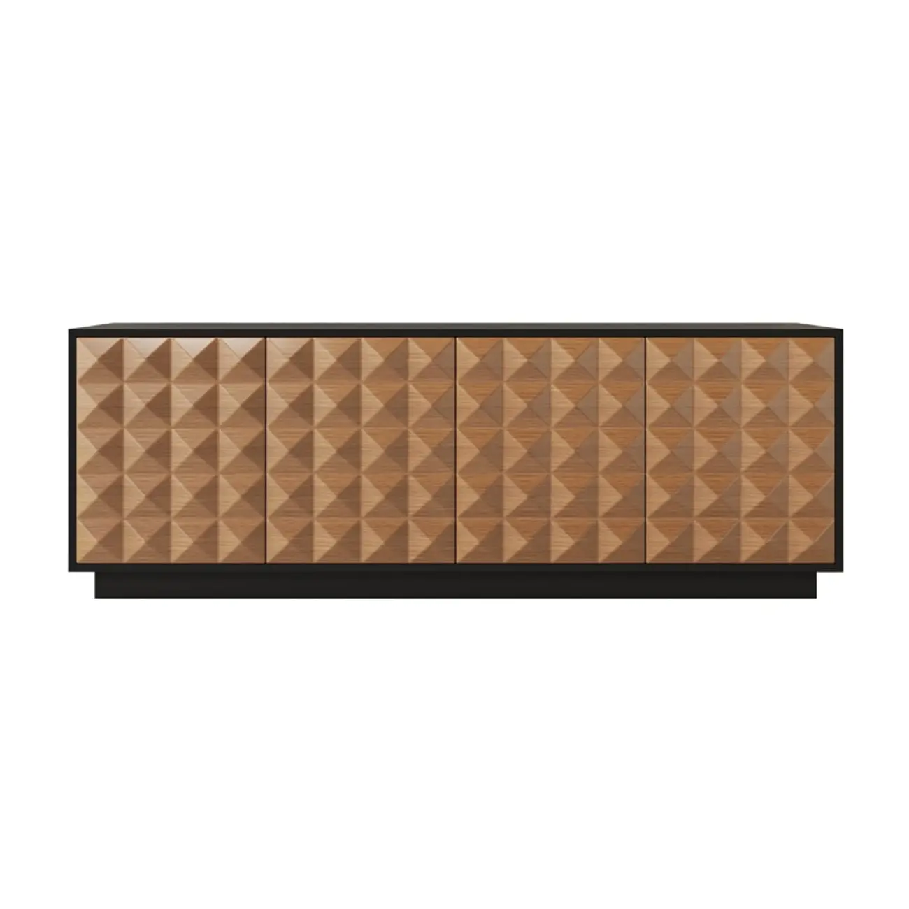 Black & Natural Wooden Fluted Doors TV Stand for 75 Inch TV Image - 7 | homeyfad