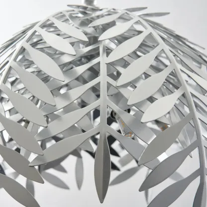 Modern Metal Silver Leaf Shape Pendant Light Image - 7