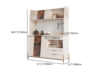 Luxury MDF Pegboard Back Gold Accents Storage Sideboard Image - 12