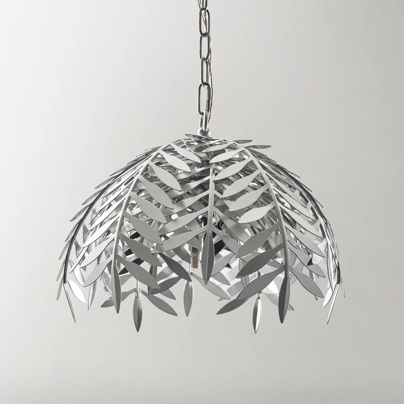 Modern Metal Silver Leaf Shape Pendant Light Image - 3 | homeyfad