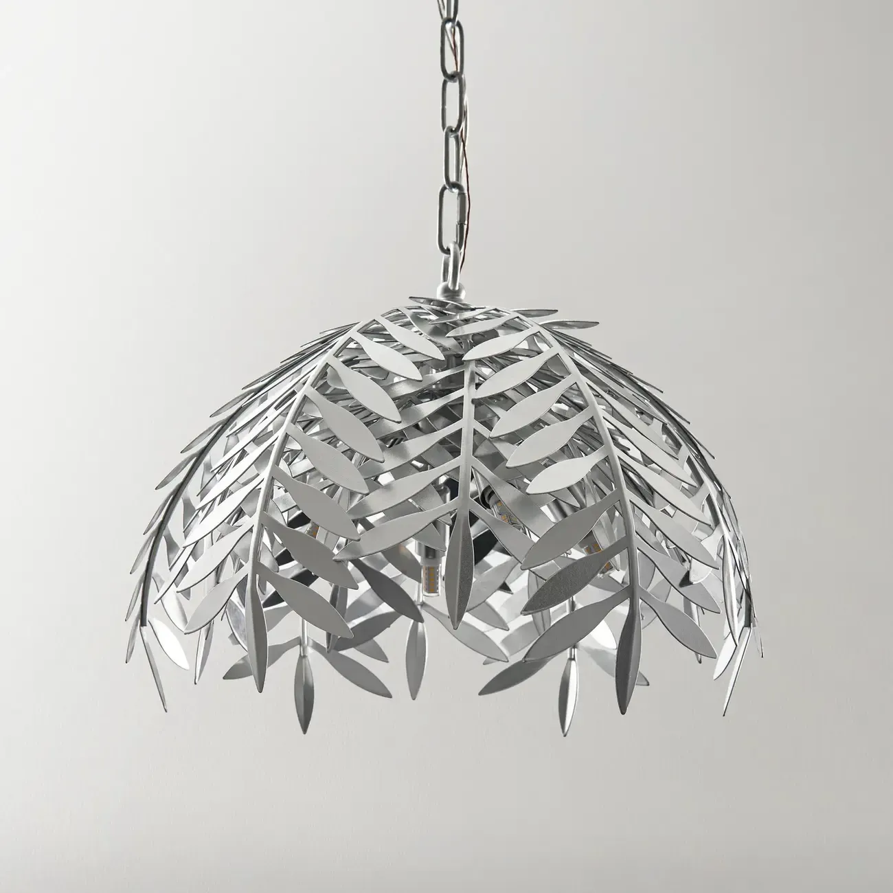 Modern Metal Silver Leaf Shape Pendant Light Image - 3