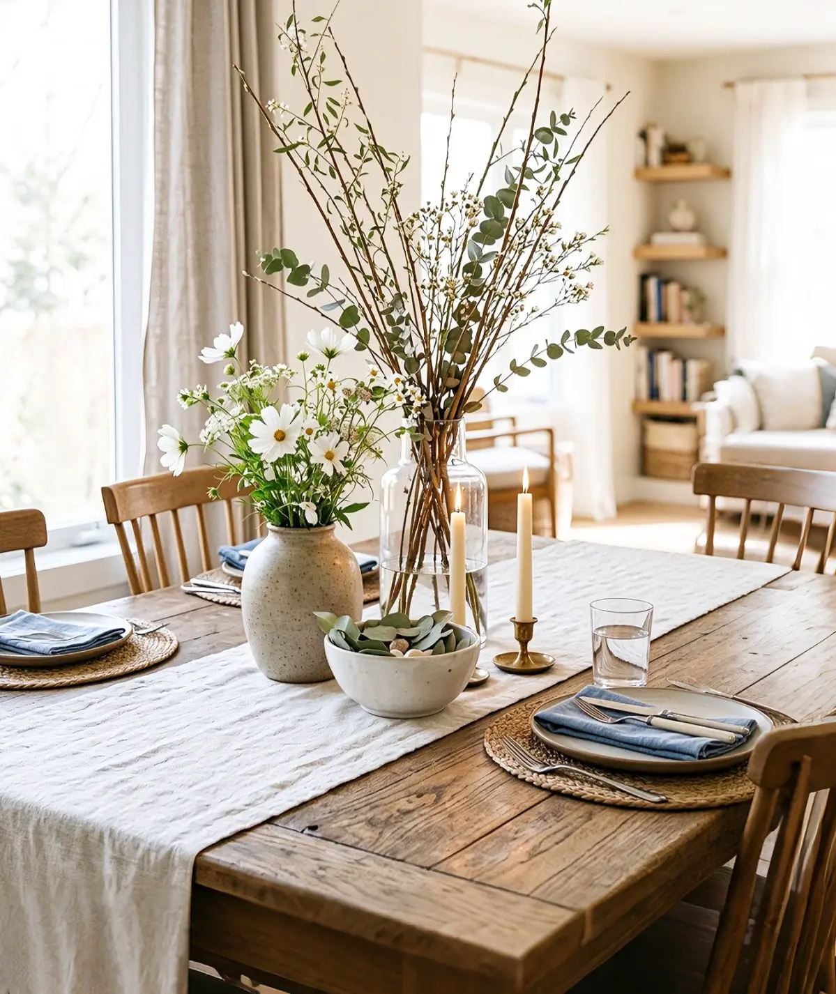 dining table decor with visual layers
