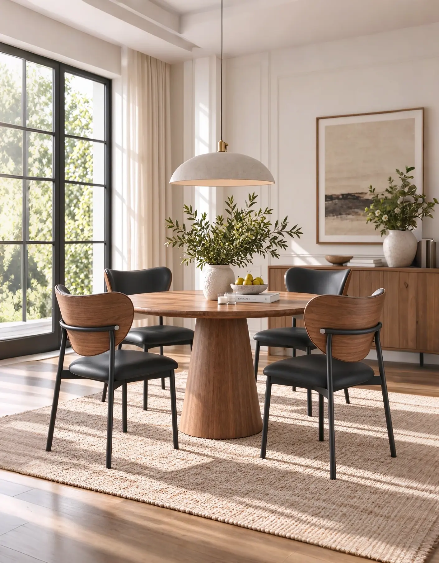 dining table deocr with black dining chair