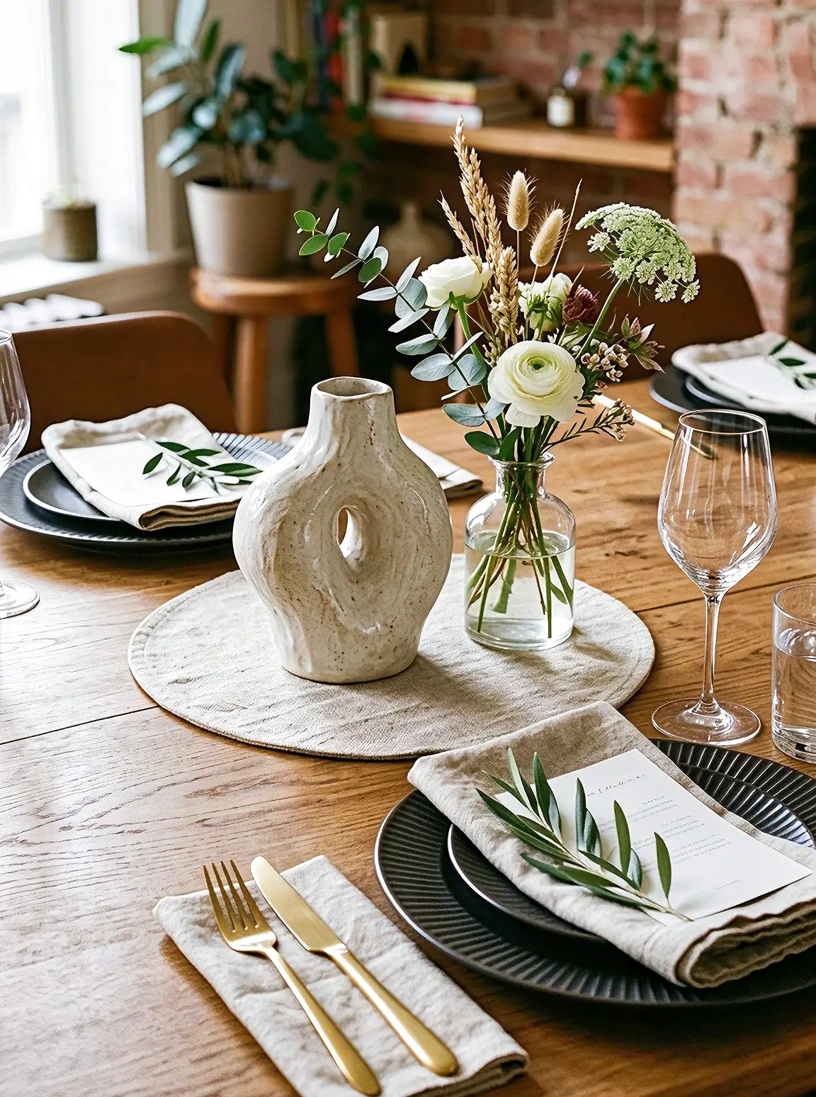 dining table decor with centerpiece