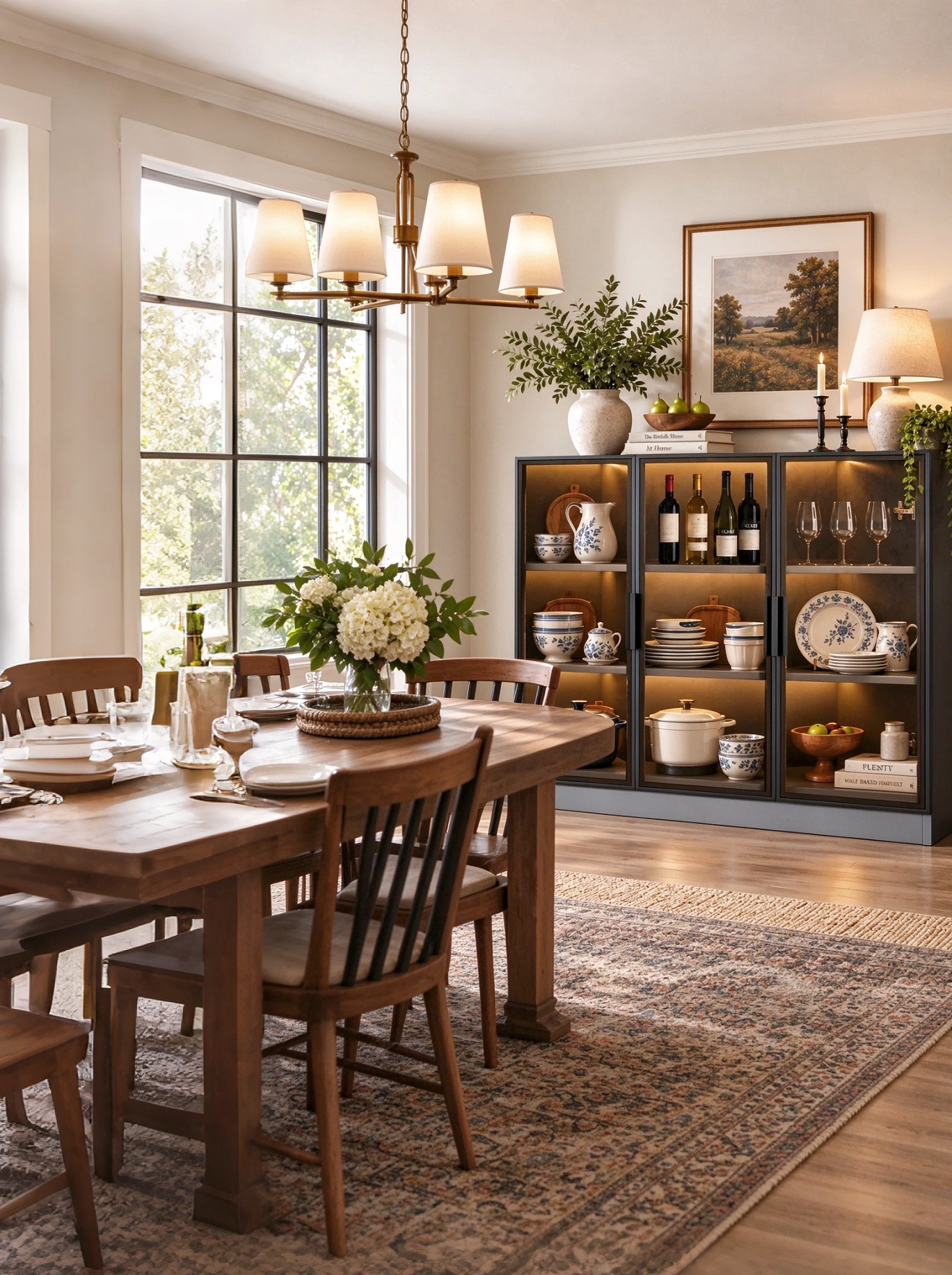 dining table decor with sideboard