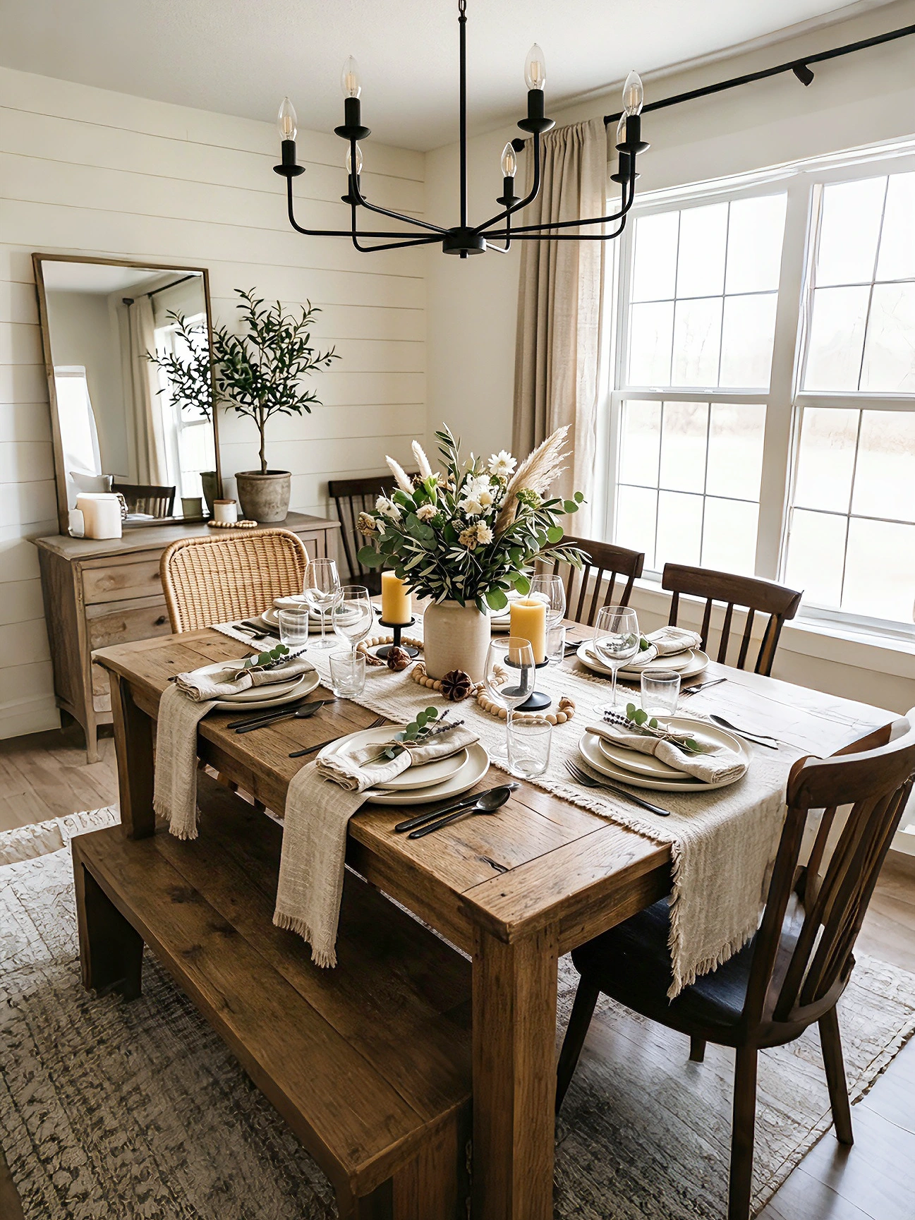 dining table decor with table runner