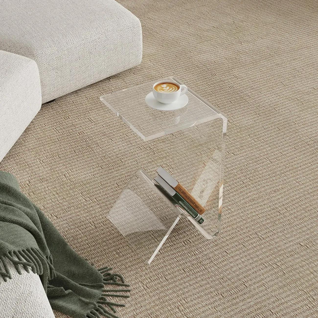 Abstract Acrylic C-shaped End Table in Black/Clear Image - 6