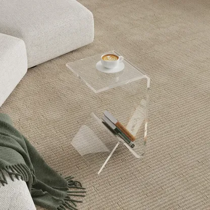 Abstract Acrylic C-shaped End Table in Black/Clear Image - 6