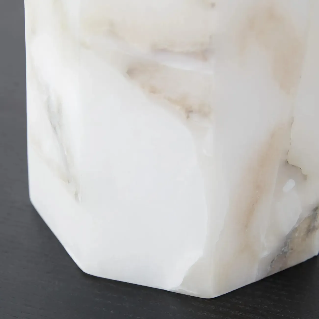 Modern Marble Alabaster Table Lamp with Linen Shade Image - 4