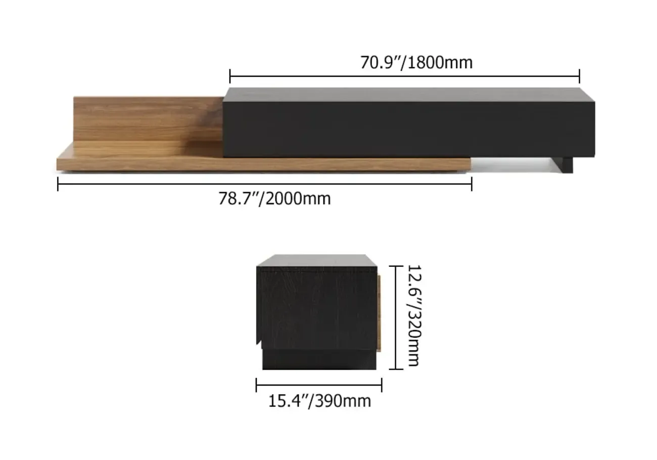 Extendable Floor Walnut TV Stand with 3 Drawers Image - 15