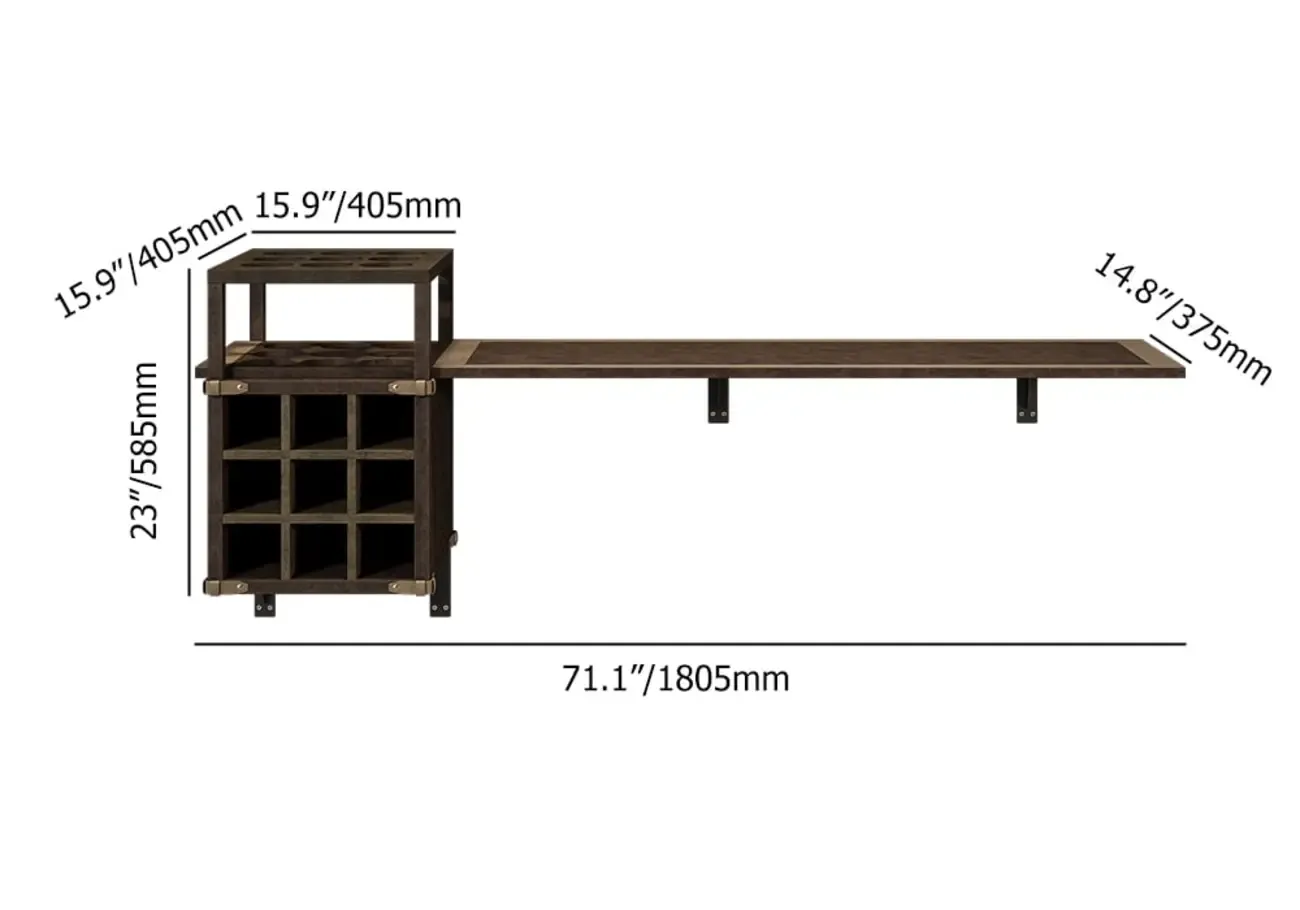 Industrial Wall Mounted Bar Counter with Wine Rack Image - 6