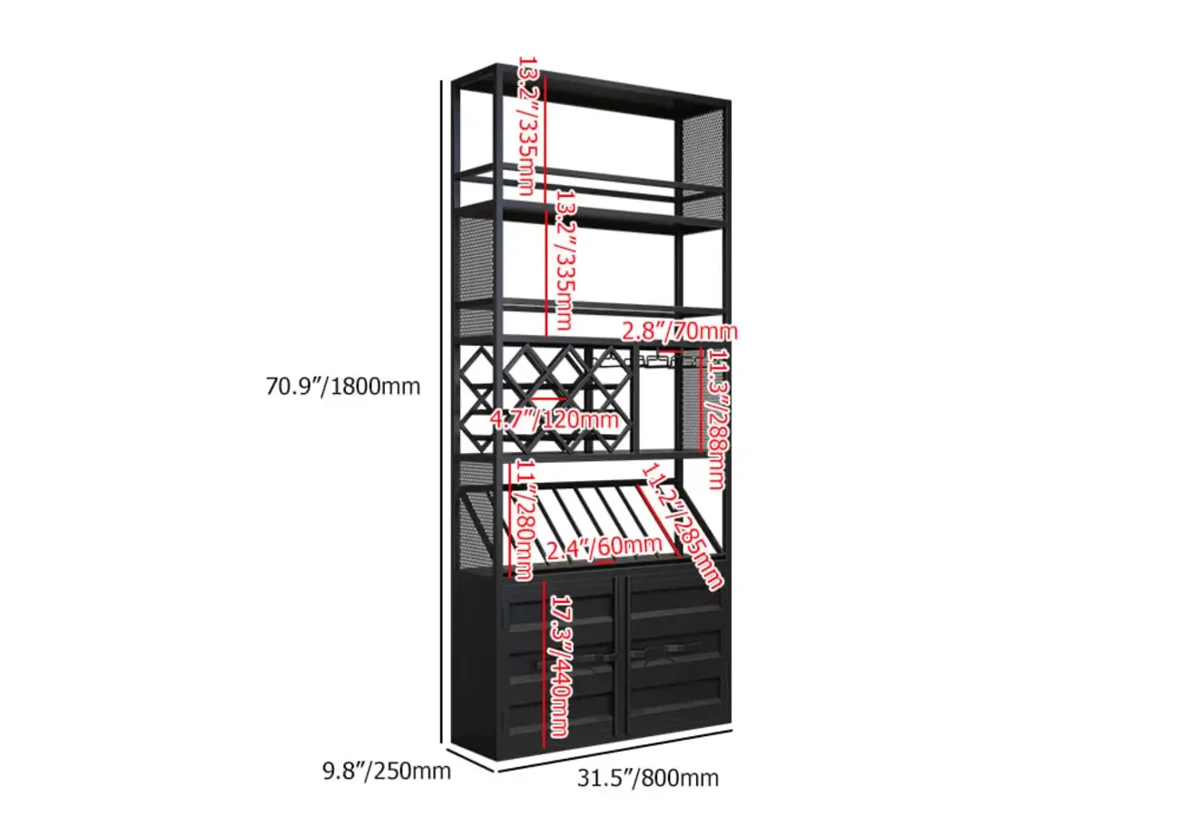 Industrial Freestanding Metal Wine Rack with Doors Image - 6
