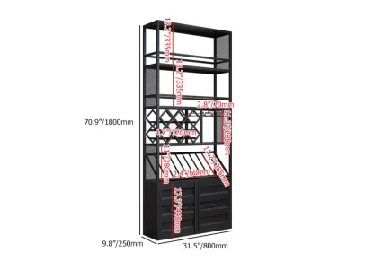 Industrial Freestanding Metal Wine Rack with Doors Image - 6