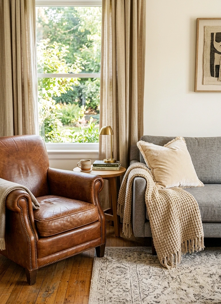 Grey Sofa with Neutrals and Texture